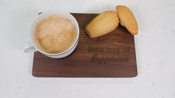 Small American Walnut Wood Serving Tray, Coffee & Cookies, Tea & Snacks Platter