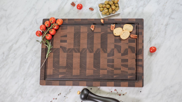 Walnut End Grain Cutting Board: Handmade USA Kitchen Art