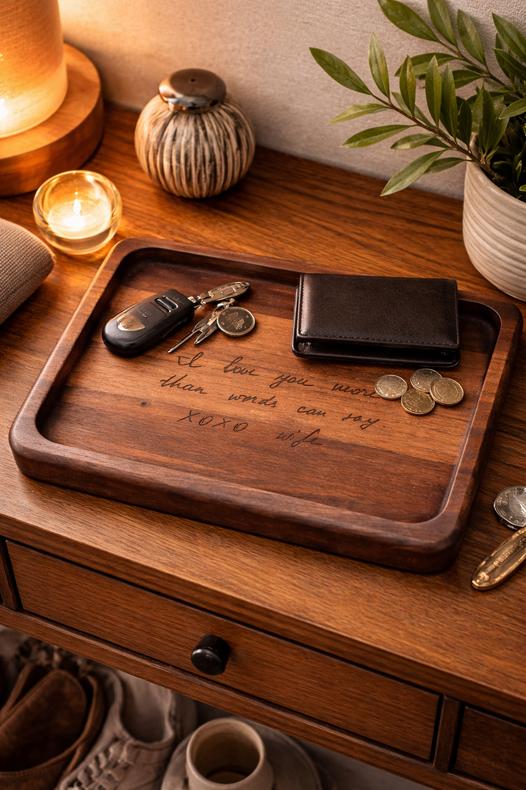 Custom Handwriting Personalized Catch All Wood Tray