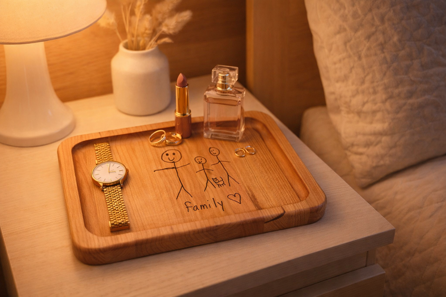 Custom Handwriting Personalized Catch All Wood Tray