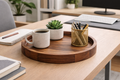 Round Black Walnut Wood Tray, Modern Decor, Large Serving Board