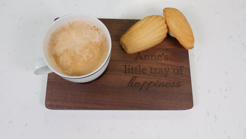 Small American Walnut Wood Serving Tray, Coffee & Cookies, Tea & Snacks Platter