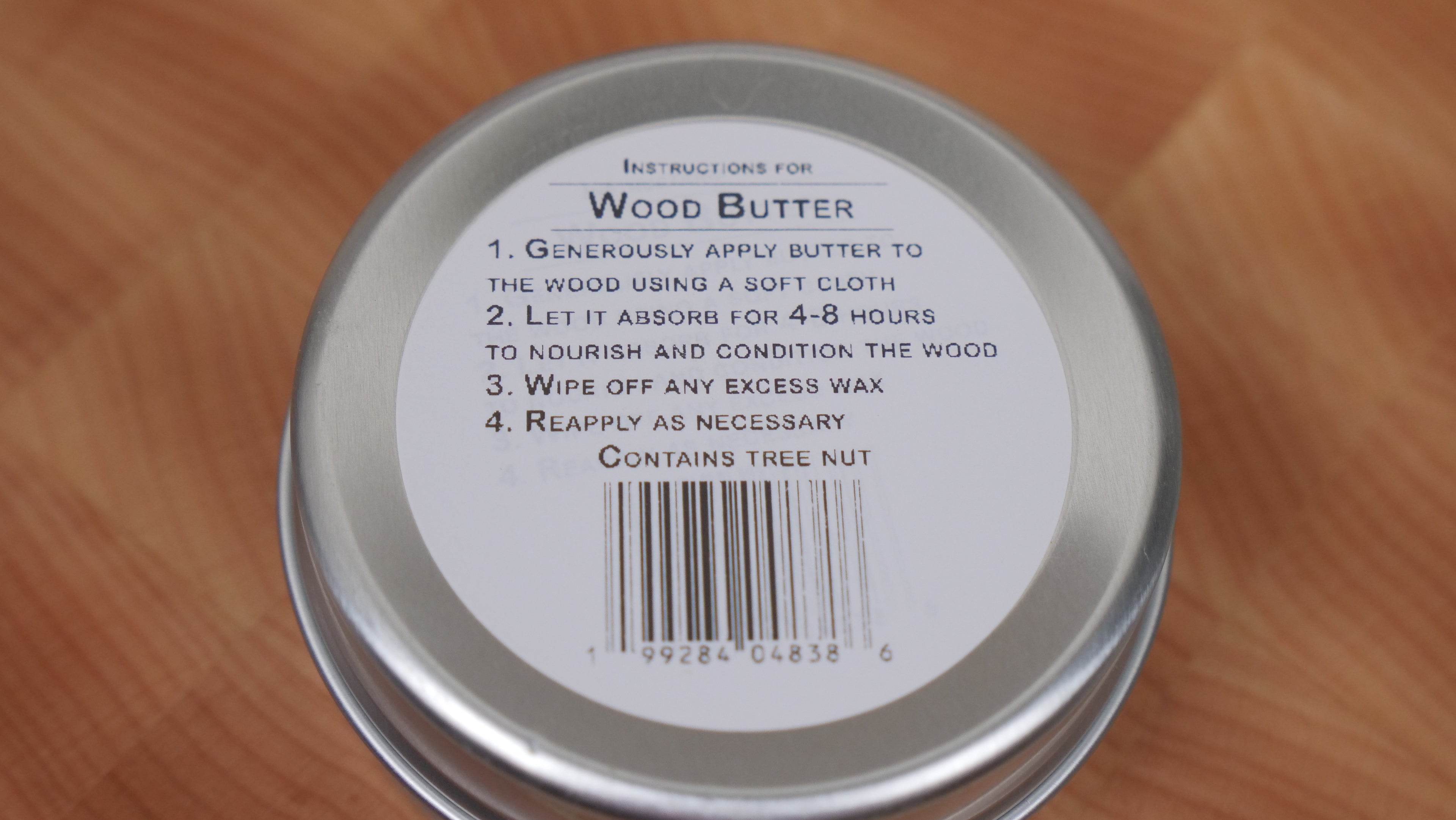 Handmade Premium Wood Butter: Food Grade Walnut Oil & Beeswax (2oz tin)