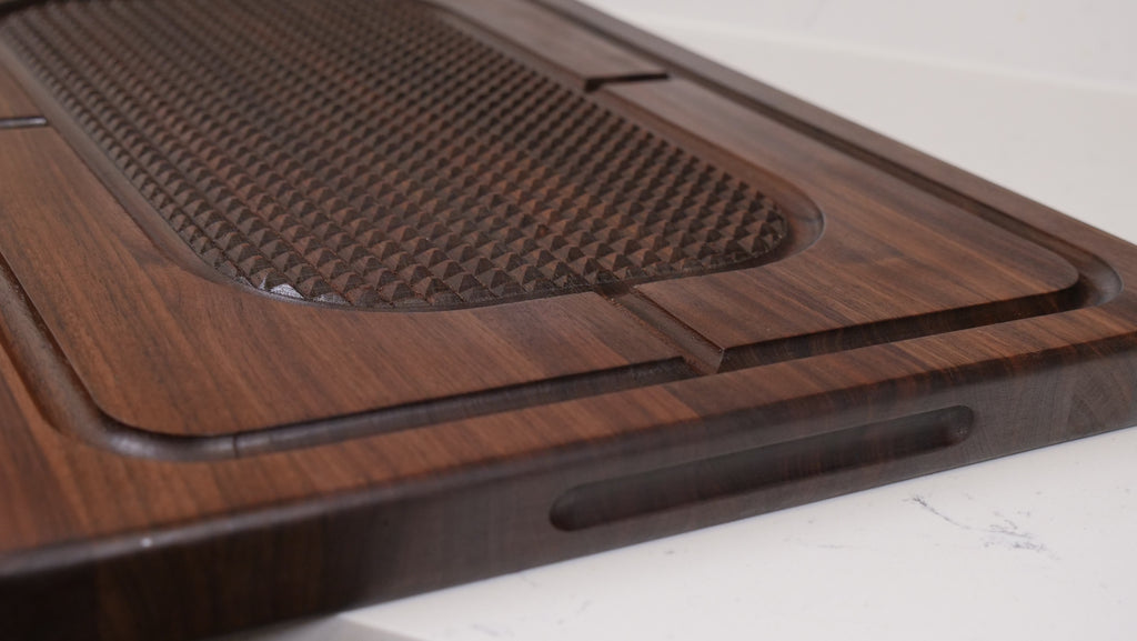 Large Carving Cutting Board with Spikes, Reversible with Stabilizing Pyramid Design