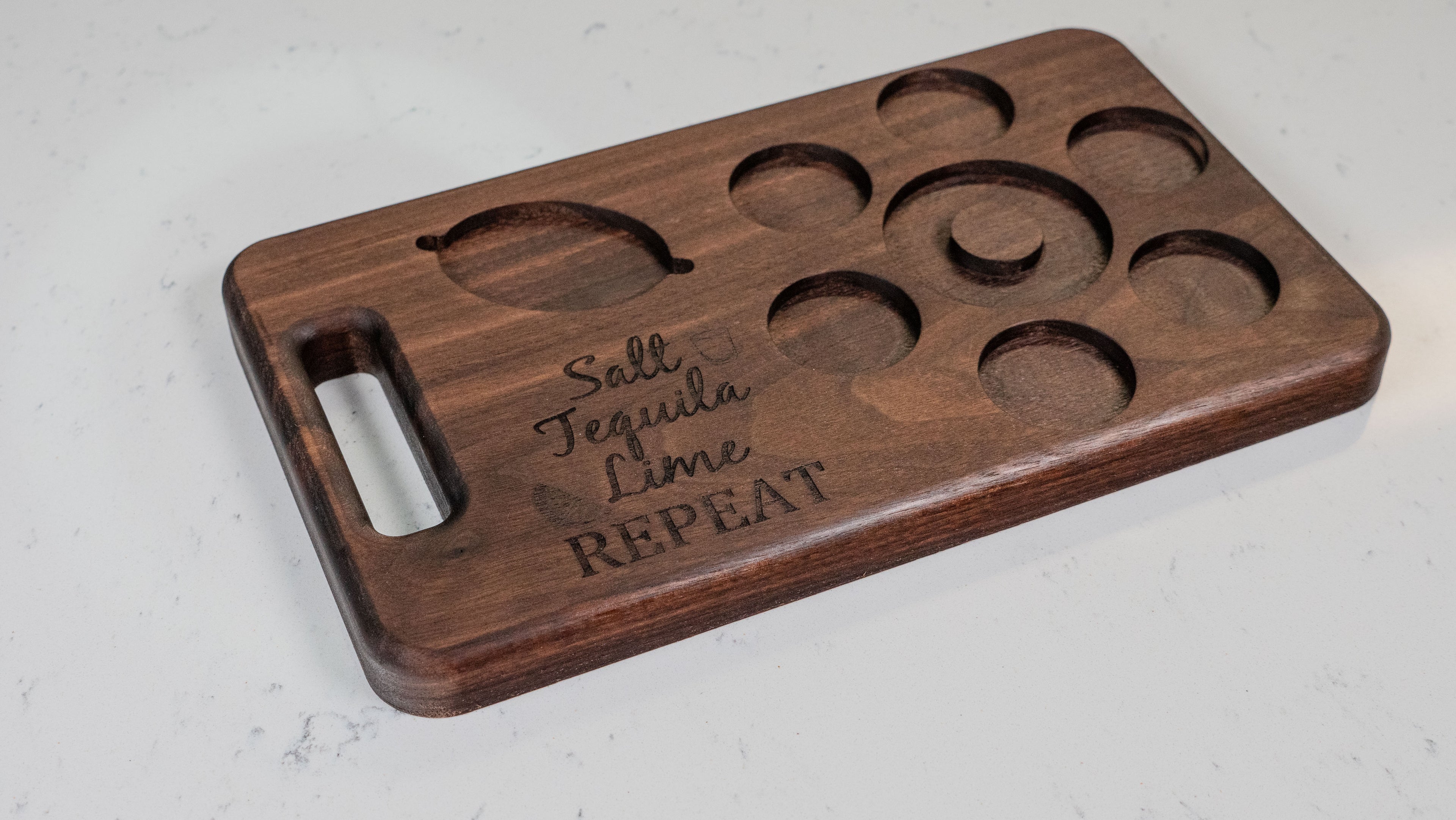 Personalized Walnut Tequila Board, Shot Serving Tray, Party Accessory