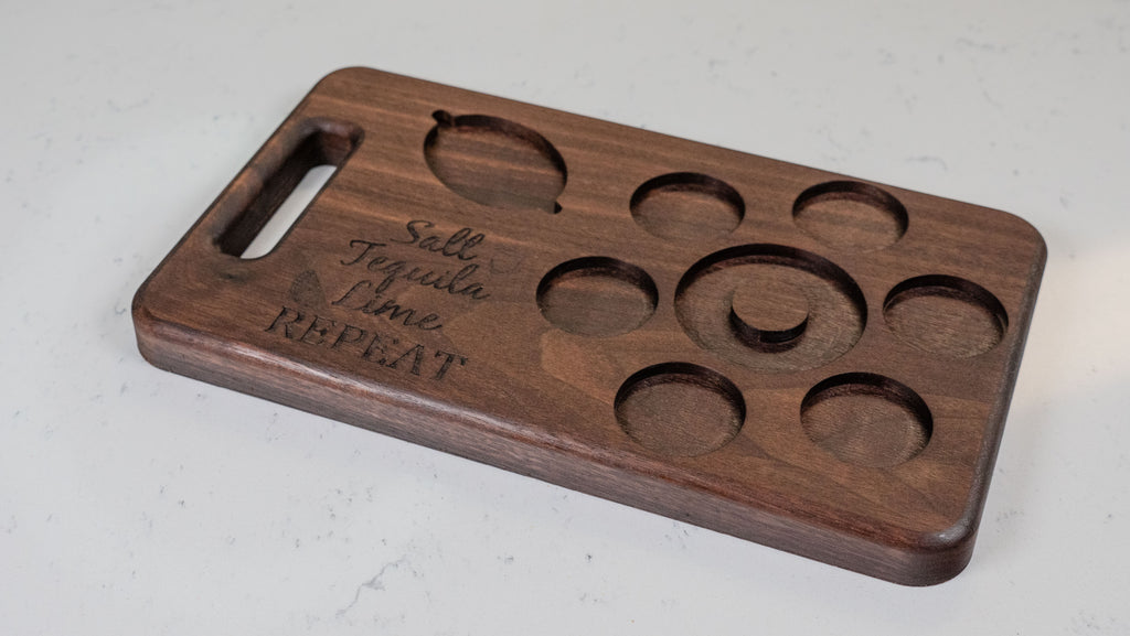 Personalized Walnut Tequila Board, Shot Serving Tray, Party Accessory