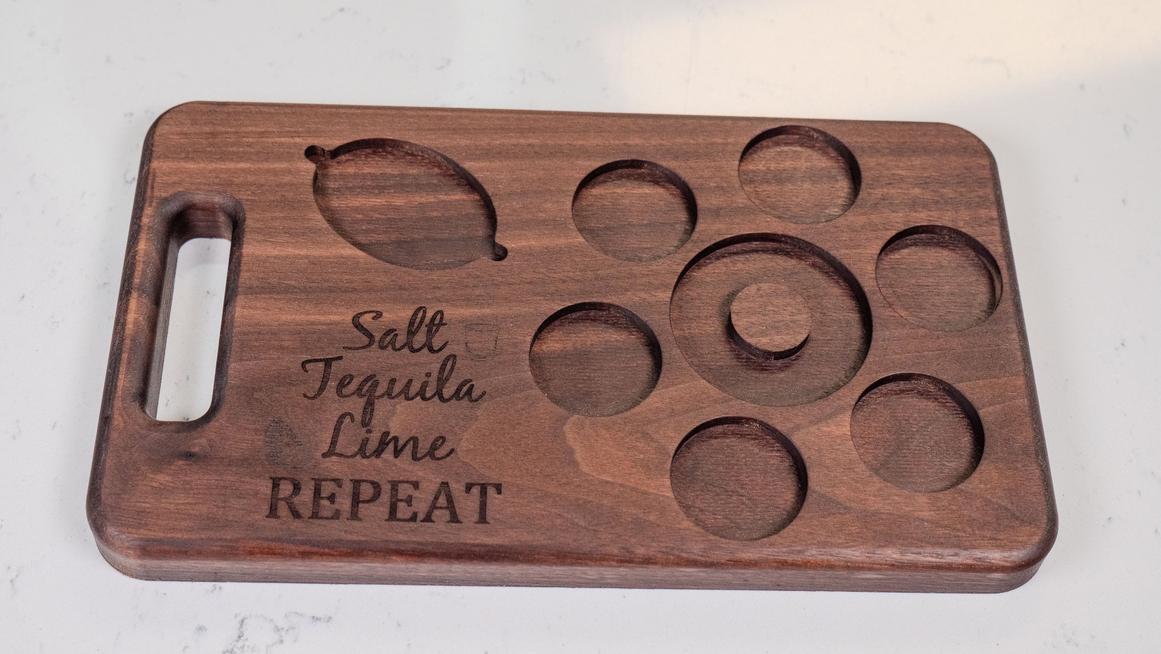 Personalized Walnut Tequila Board, Shot Serving Tray, Party Accessory