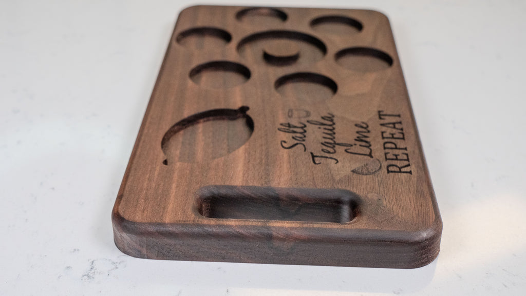 Personalized Walnut Tequila Board, Shot Serving Tray, Party Accessory