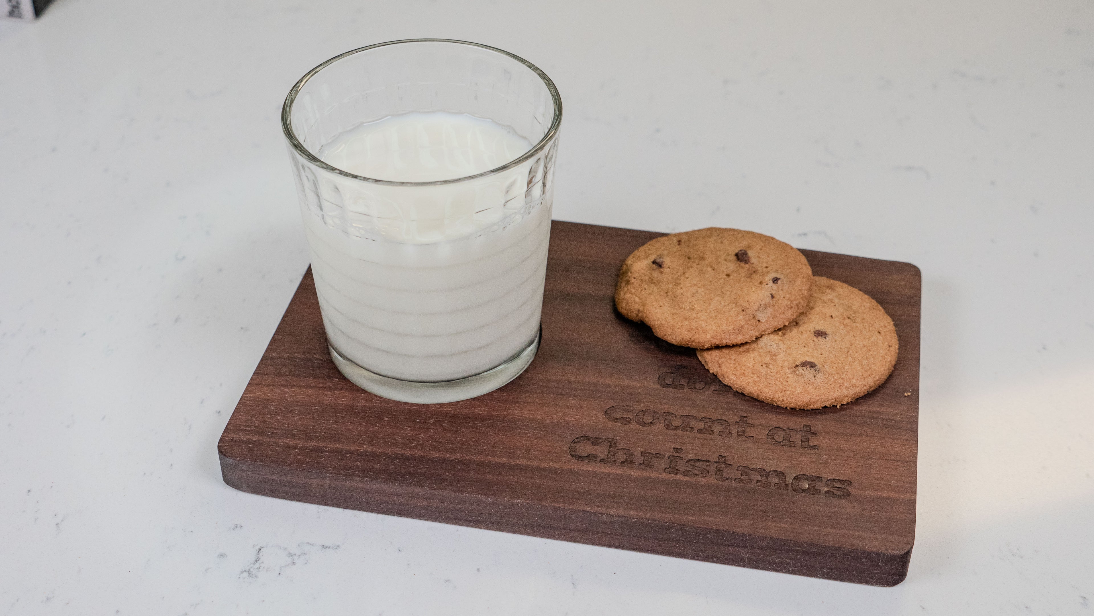Walnut Christmas Cookie Tray: "Santa, Calories Don't Count at Christmas"