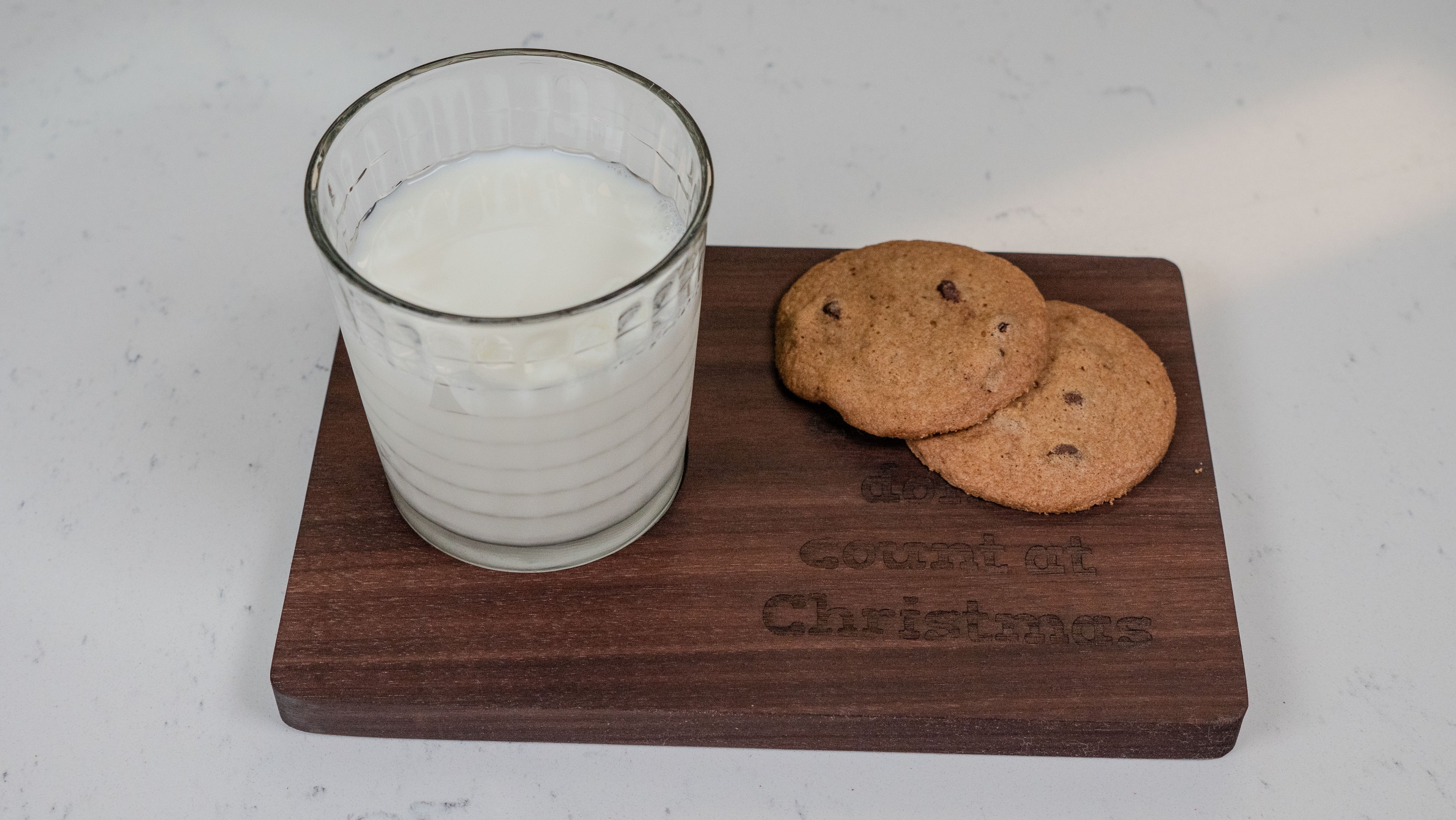 Walnut Christmas Cookie Tray: "Santa, Calories Don't Count at Christmas"