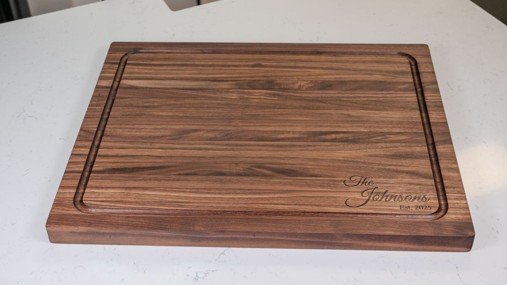 Extra Large Personalized Walnut Cutting Board, Reversible & Handcrafted in the USA (22" x 18" x 1.25")