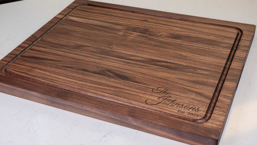 Extra Large Personalized Walnut Cutting Board, Reversible & Handcrafted in the USA (22" x 18" x 1.25")