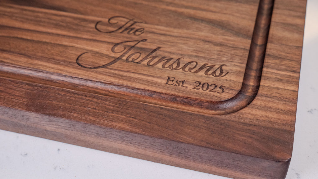 Extra Large Personalized Walnut Cutting Board, Reversible & Handcrafted in the USA (22" x 18" x 1.25")