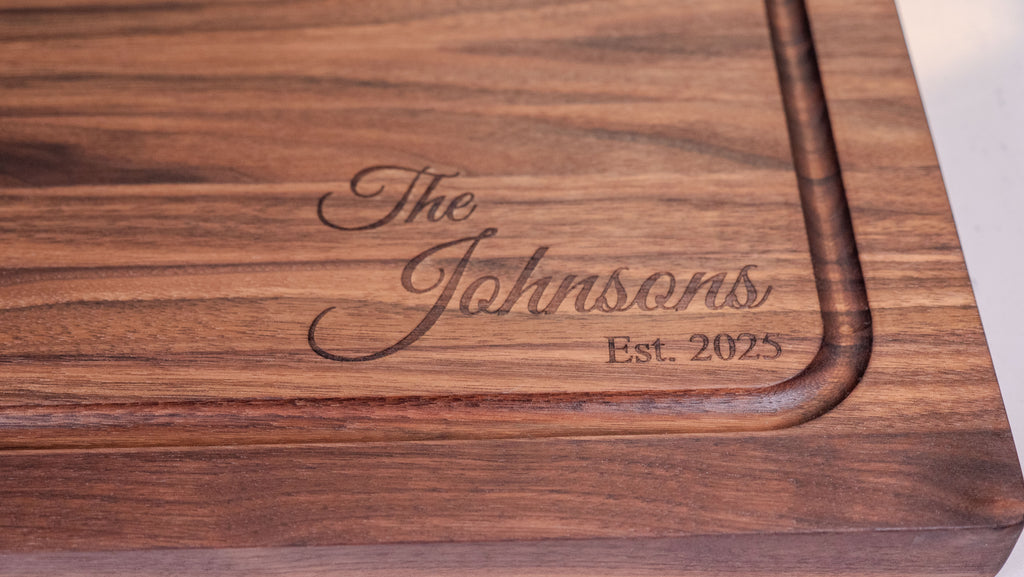 Extra Large Personalized Walnut Cutting Board, Reversible & Handcrafted in the USA (22" x 18" x 1.25")