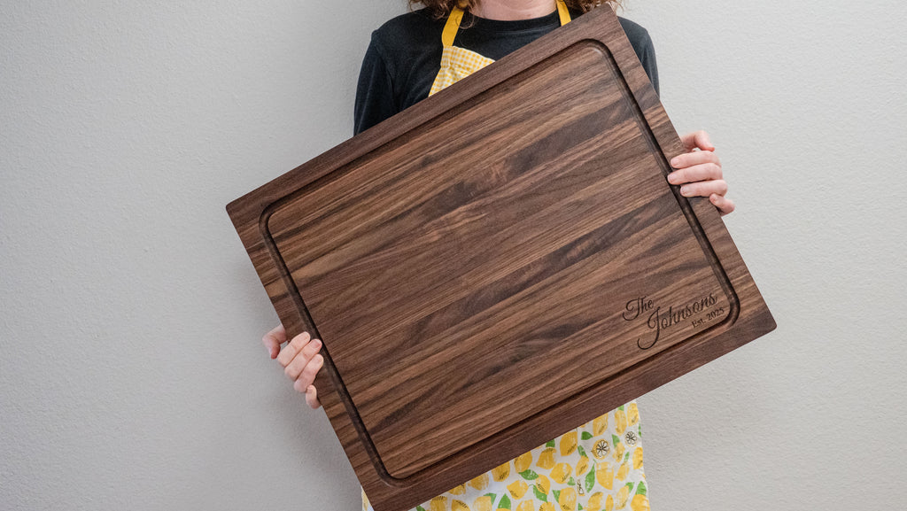Extra Large Personalized Walnut Cutting Board, Reversible & Handcrafted in the USA (22" x 18" x 1.25")