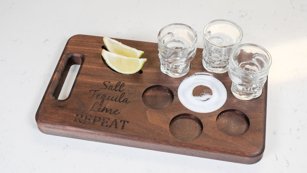 Personalized Walnut Tequila Board, Shot Serving Tray, Party Accessory