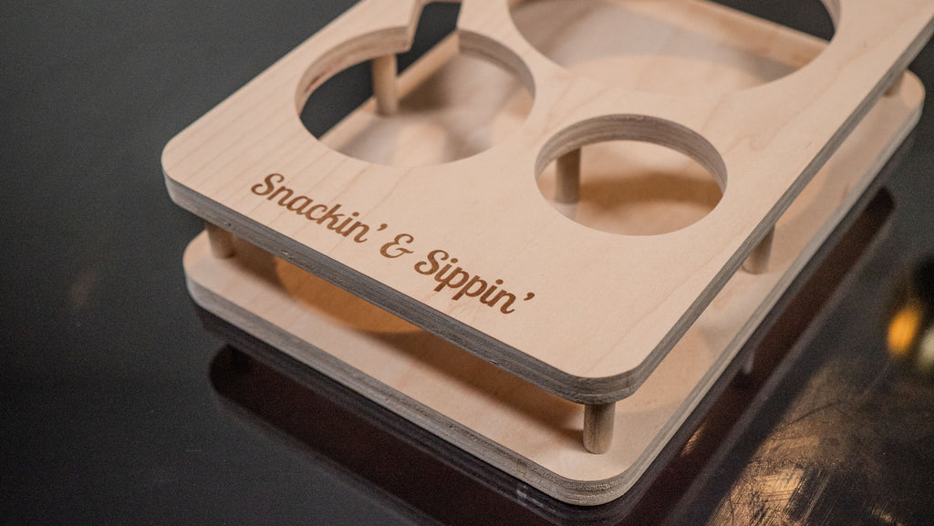 Personalized Couch Snack Bar With 2 Glass Bowls