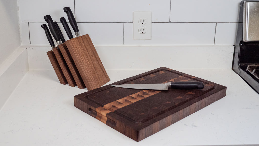 Handmade Solid Walnut Magnetic Wood Knife Holder
