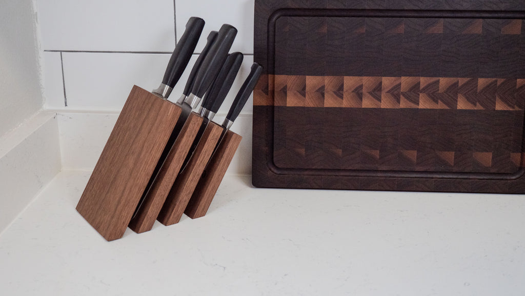 Handmade Solid Walnut Magnetic Wood Knife Holder