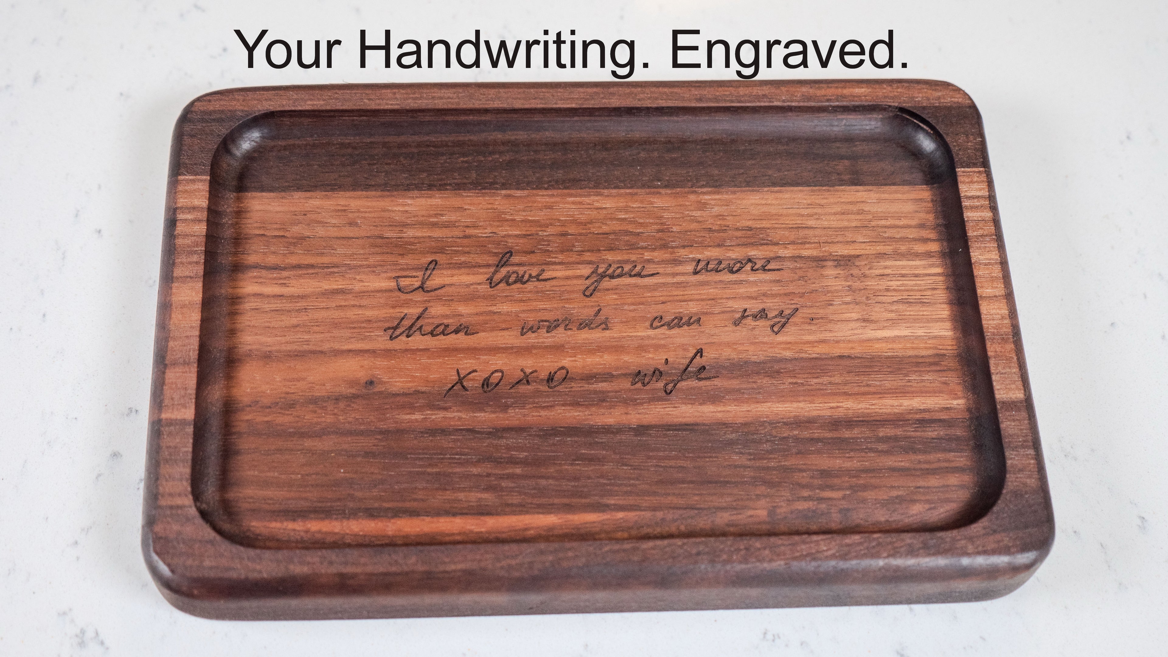 Custom Handwriting Personalized Catch All Wood Tray