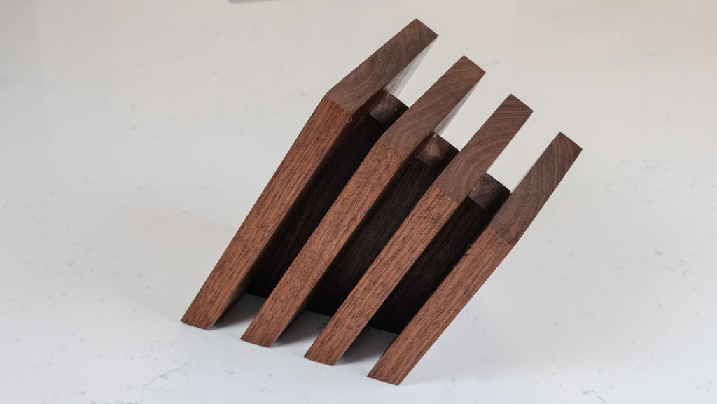 Handmade Solid Walnut Magnetic Wood Knife Holder