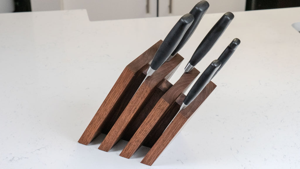 Handmade Solid Walnut Magnetic Wood Knife Holder