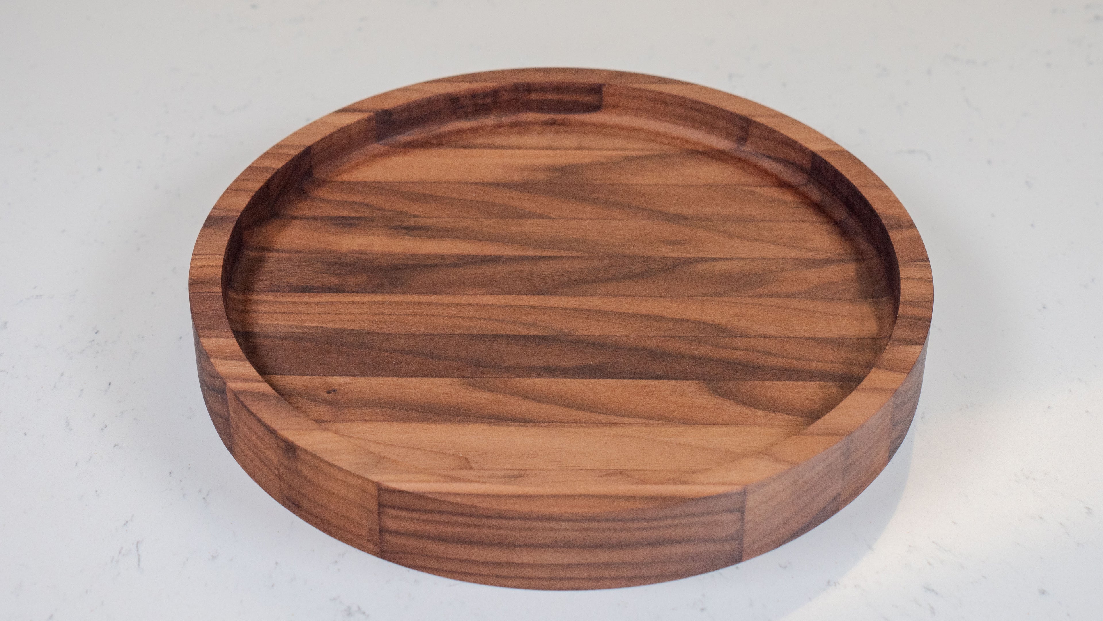 Round Black Walnut Wood Tray, Modern Decor, Large Serving Board