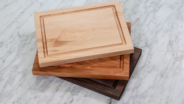 Solid One Piece Wood Cutting Board, No Glue, Organic Finish, Maple Cherry or Walnut